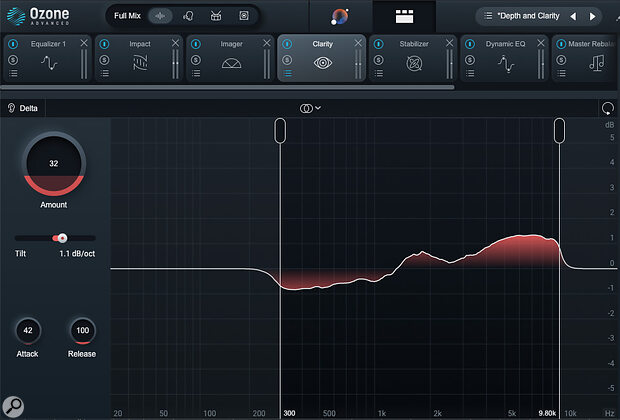 The Clarity module is a very effective tonal balance tool for Ozone 11 Advanced users.