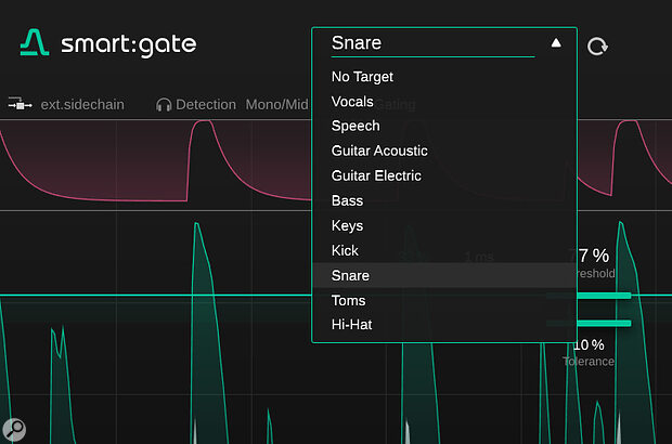 smart:gate analyses the incoming signal for the information that most closely resembles the chosen target profile — it will only open when it detects those sounds in a signal.